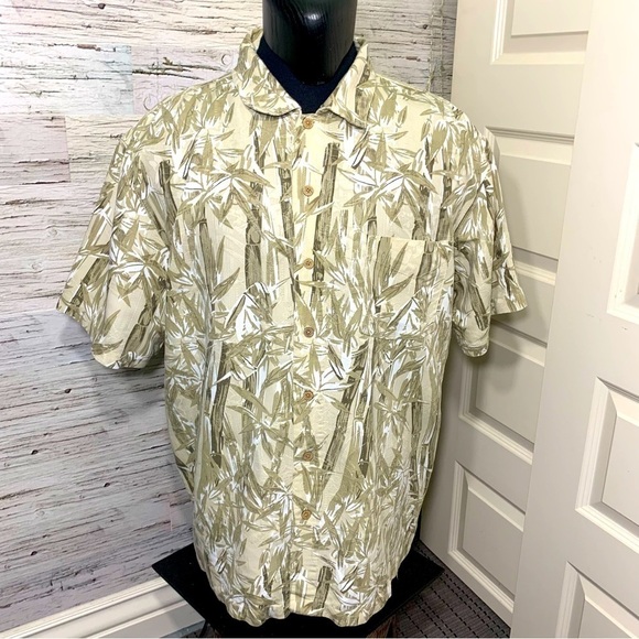 Solitude Men's Shirt Sz XL Tan Tropical Casual Button Embroider Short Sleeve Top - Picture 13 of 13